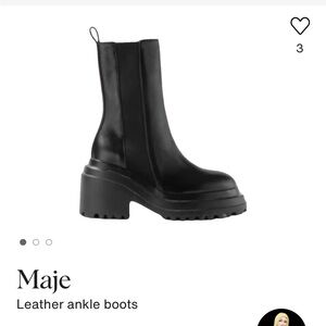 Maje Black Leather Combat Boots
